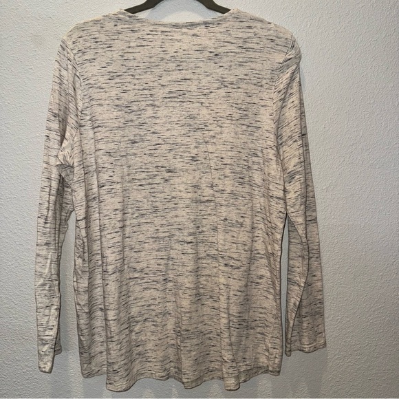 Pure Jill by j jill Cotton Long Sleeve Tunic Tee Large Beige Gray Navy Heathered - Picture 3 of 12